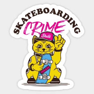 Skateboarding is not a crime cat Sticker